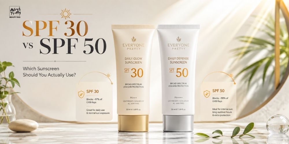 SPF 30 vs SPF 50: Which Sunscreen Should You Actually Use? - Avry1 Pretty Beauty Oils