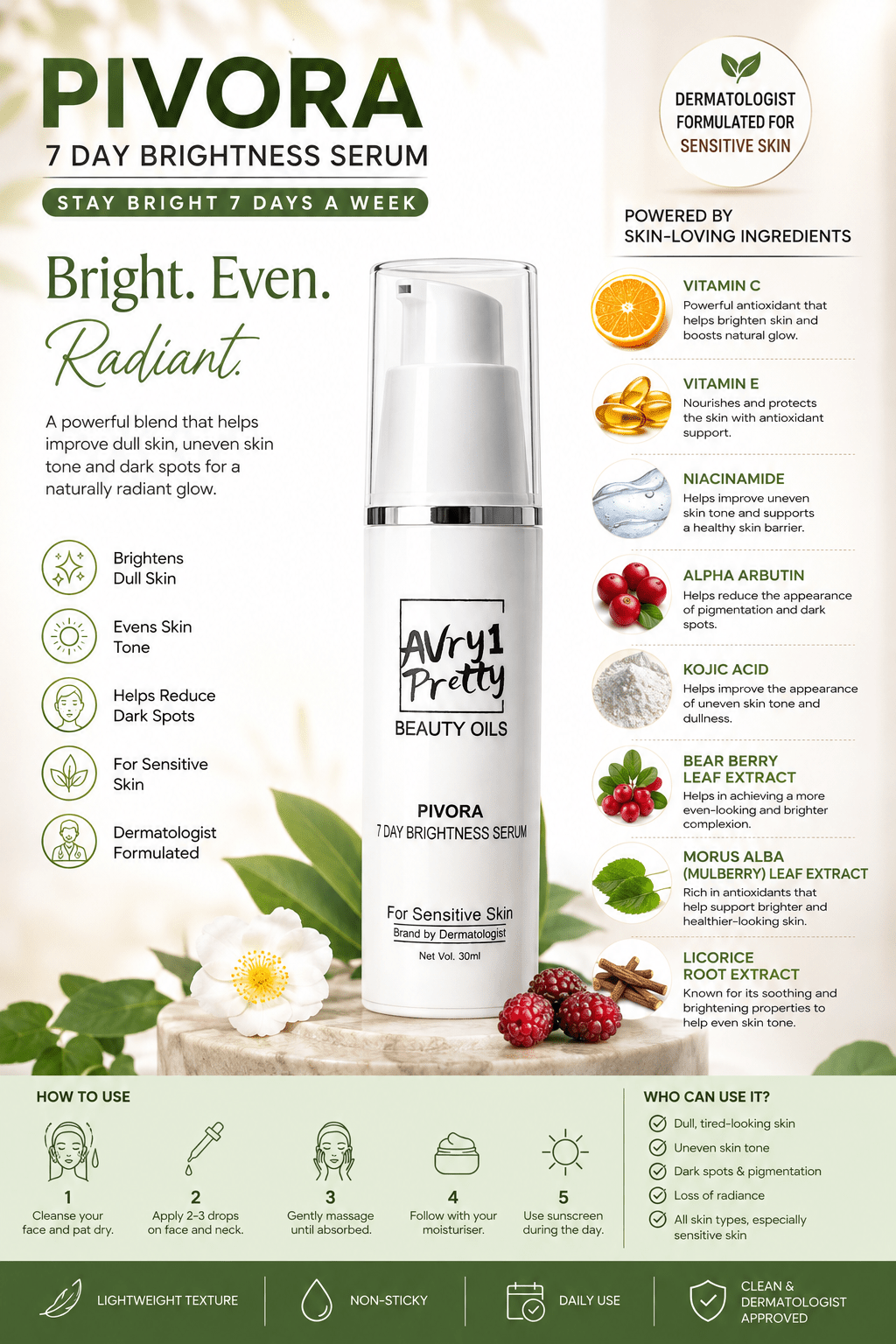 pivora - 7 days brightness serum - Avry1 Pretty Beauty Oils